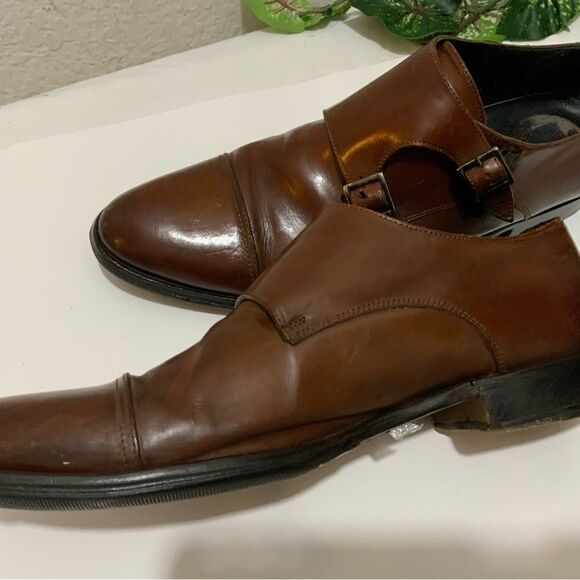 To Boot New York Men’s  8 brown leather double monk strap cap-toe dress shoes main image 7